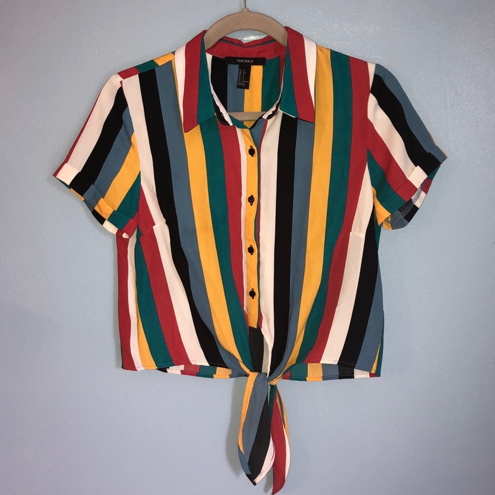 Multi-Colored Stripe Crop Top